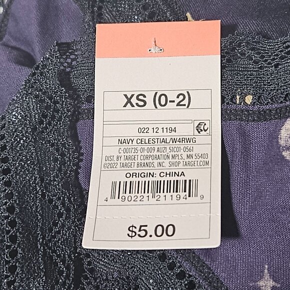 Auden Purple Celestial Bikini Briefs Size SX Black Lace Trim Cotton Blend - Picture 4 of 5